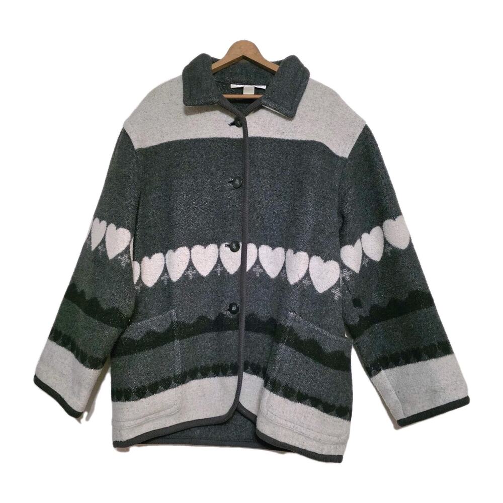 Vintage 90s The Limited Heart Geometric Wool Blend Jacket Med Button Up Coatigan